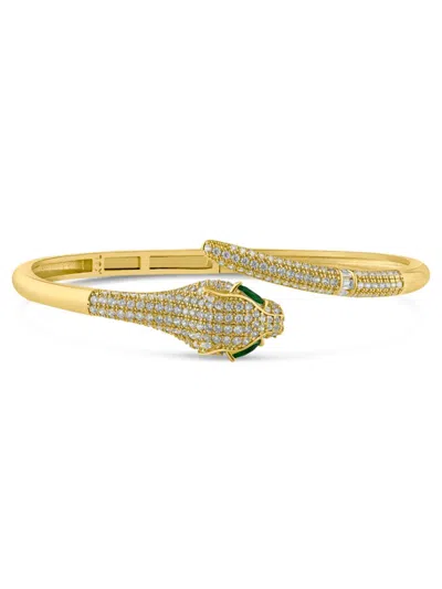 Cz By Kenneth Jay Lane Women's 14k Goldplated & Cubic Zirconia Snake Hinged Bangle In Brass