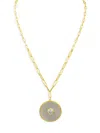 CZ BY KENNETH JAY LANE WOMEN'S 14K GOLDPLATED BRASS, MOTHER OF PEARL & CUBIC ZIRCONIA ROUND PENDANT NECKLACE