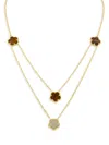 CZ BY KENNETH JAY LANE WOMEN'S 14K GOLDPLATED, CUBIC ZIRCONIA & FAUX TIGER'S EYE LAYERED NECKLACE