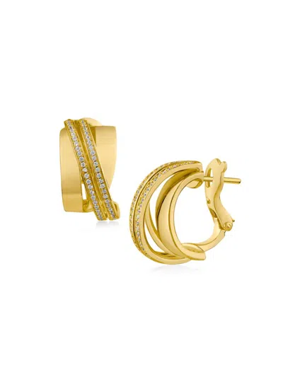 Cz By Kenneth Jay Lane Women's Look Of Real 14k Goldplated Brass & Cubic Zirconia Hoop Earrings