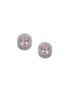 CZ BY KENNETH JAY LANE WOMEN'S LOOK OF REAL 14K GOLDPLATED, RHODIUM & CUBIC ZIRCONIA DOUBLE HALO CLIP ON EARRINGS