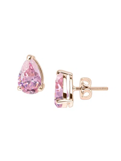 Cz By Kenneth Jay Lane Women's Look Of Real 14k Rose Goldplated & Cubic Zirconia Stud Earrings In Pink