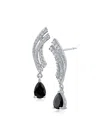 CZ BY KENNETH JAY LANE WOMEN'S LOOK OF REAL RHODIUM PLATED & CUBIC ZIRCONIA DROP EARRINGS