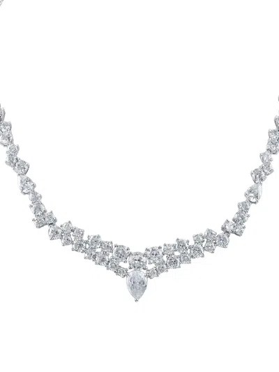 Cz By Kenneth Jay Lane Women's Look Of Real Rhodium Plated & Cubic Zirconia Necklace In Brass