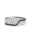 CZ BY KENNETH JAY LANE WOMEN'S LOOKS OF REAL RHODIUM PLATED & CUBIC ZIRCONIA CROSSOVER BRACELET