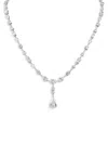 CZ BY KENNETH JAY LANE WOMEN'S RHODIUM PLATED & CUBIC ZIRCONIA DROP NECKLACE
