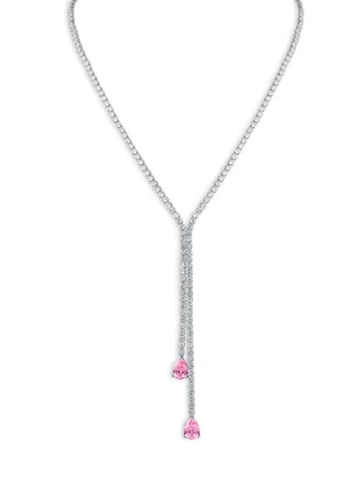 Cz By Kenneth Jay Lane Women's Rhodium Plated & Cubic Zirconia Lariat Necklace In Metallic