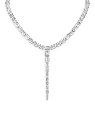 Cz By Kenneth Jay Lane Women's Rhodium Plated & Cubic Zirconia Necklace In Metallic