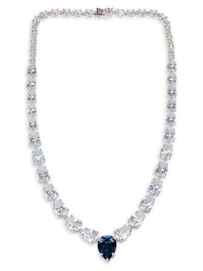 Cz By Kenneth Jay Lane Women's Rhodium Plated & Cubic Zirconia Necklace In Brass