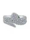 CZ BY KENNETH JAY LANE WOMEN'S RHODIUM PLATED & CUBIC ZIRCONIA SNAKE RING