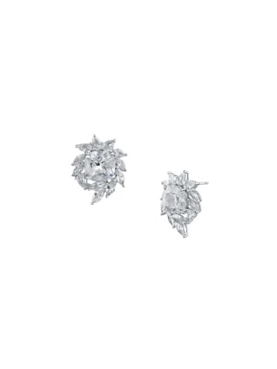 Cz By Kenneth Jay Lane Women's Rhodium Plated & Cubic Zirconia Swirl Stud Earrings In Metallic