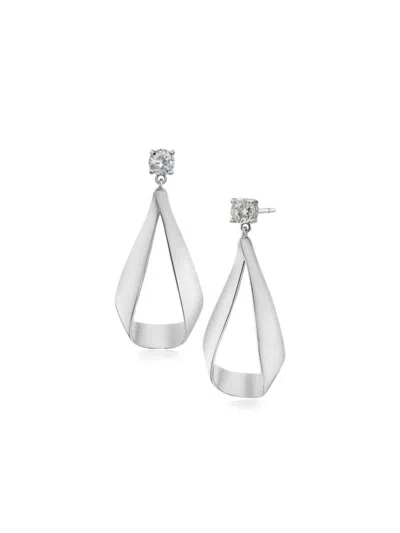 Cz By Kenneth Jay Lane Women's Rhodium Plated & Cubic Zirconia Teardrop Earrings In Brass