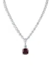 CZ BY KENNETH JAY LANE WOMEN'S RHODIUM PLATED CUBIC ZIRCONIA CUSHION PENDANT NECKLACE