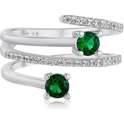 Cz By Kenneth Jay Lane Wraparound Round Cubic Zirconia Ring In White