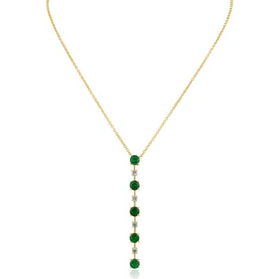 Cz By Kenneth Jay Lane Y-drop Mixed Stone Necklace In Multi