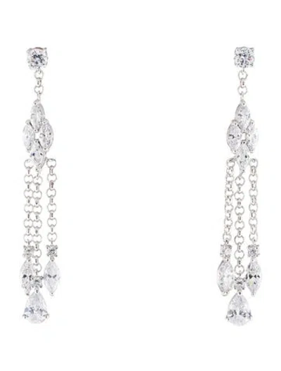 Pre-owned Cz By Kenneth Jay Lane Zirconia Fringe Drop Earrings In Transparent
