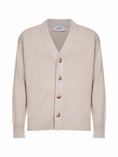 D 4.0 Beige Cotton Knit Cardigan In Neutral