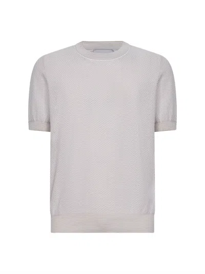 D 4.0 Beige Jacquard Cotton Knit Crewneck Sweater In Neutral