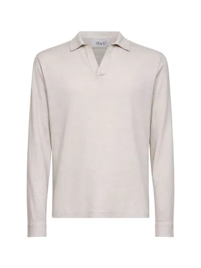 D 4.0 Beige Slub Linen Jersey Polo Shirt In Neutral