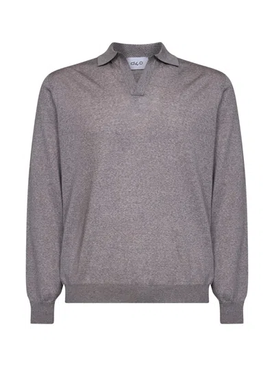 D 4.0 Beige Virgin Wool Knit Buttonless Polo Shirt In Gray