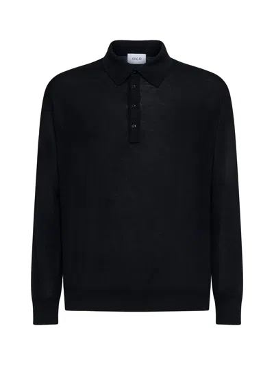 D 4.0 Black Virgin Wool Knit Polo Shirt