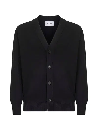 D 4.0 Black Virgin Wool Knit Relaxed Fit Cardigan In Multi