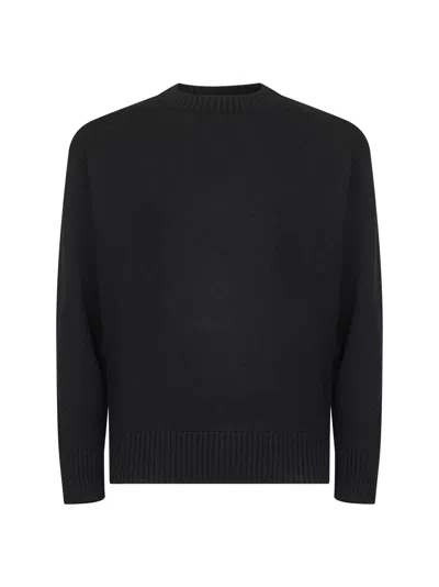 D 4.0 Black Virgin Wool Knit Relaxed-fit Sweater
