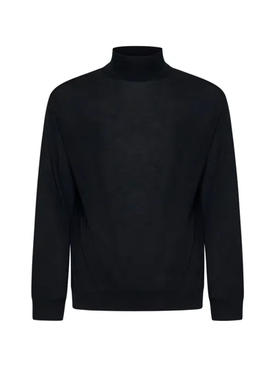 D 4.0 Black Virgin Wool Mock Neck Sweater
