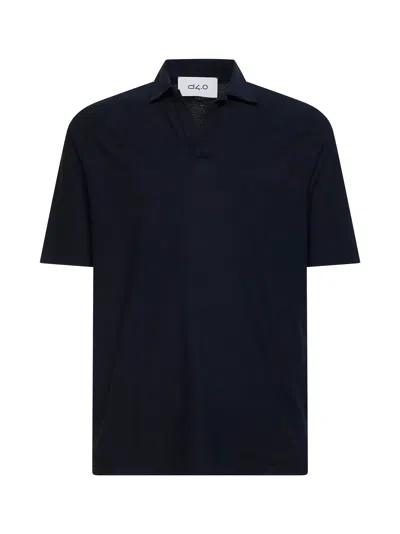 D 4.0 Blue Cotton Jersey Buttonless Polo Shirt