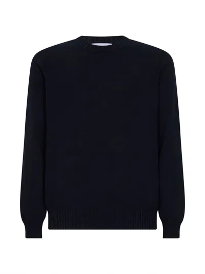 D 4.0 Blue Cotton Knit Crewneck Sweater In Black
