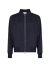 D 4.0 Blue Double Wool Bomber Jacket In Blue