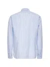 D 4.0 Light Blue Striped Cotton And Linen Polo Shirt-like Shirt In Blue