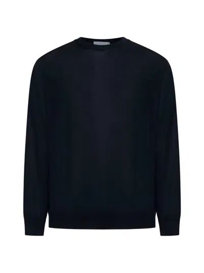 D 4.0 Blue Virgin Wool Crewneck Sweater In Black