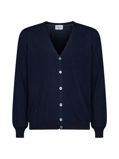D 4.0 Blue Virgin Wool Knit V-neck Cardigan<br/>
