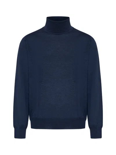 D 4.0 Blue Virgin Wool Turtleneck Sweater