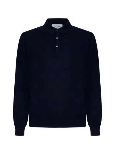D 4.0 Blue Virgin Wool, Viscose And Cashmere Polo Shirt