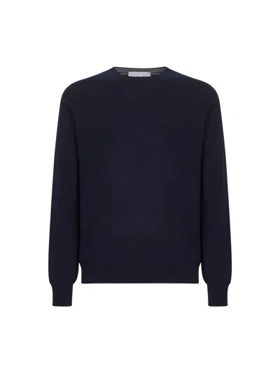 D 4.0 Blue Wool And Cashmere Blend Crewneck Sweater In Multi