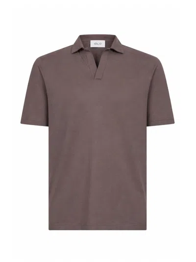 D 4.0 Brown Cotton Jersey Buttonless Polo Shirt In Purple