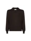 D 4.0 Brown Virgin Wool Knit Buttonless Polo Shirt In Brown