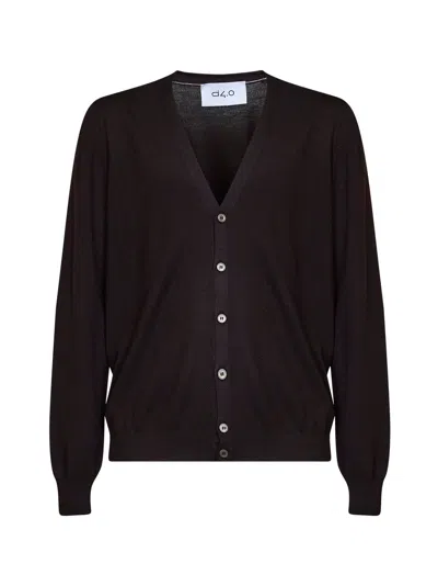 D 4.0 Brown Virgin Wool Knit V-neck Cardigan<br/>
