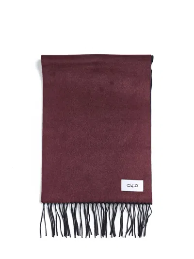 D 4.0 Burgundy And Blue Scarf With Fringes In Brown
