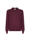 D 4.0 Burgundy Virgin Wool Knit Buttonless Polo Shirt In Red