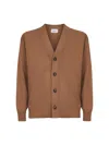 D 4.0 Camel Virgin Wool Knit Relaxed Fit Cardigan In Silver