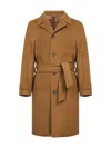 D 4.0 Camel Wool And Cashmere Boston Coat In Silver