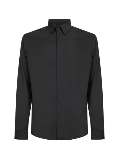 D 4.0 Charcoal Stretch Wool Blend Shirt In Black