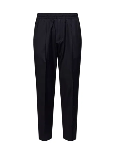 D 4.0 Dark Navy Virgin Wool Tokio Tapered Trousers In Black