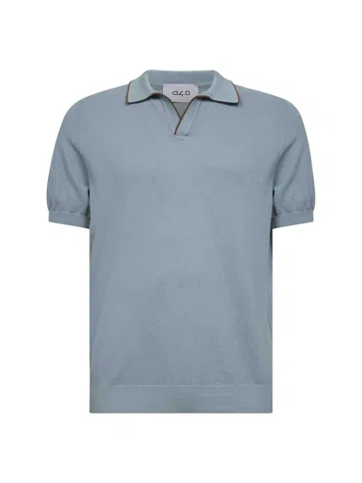 D 4.0 Green Cotton Knit Polo Shirt In Blue