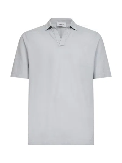 D 4.0 Grey Cotton Jersey Buttonless Polo Shirt In Multi