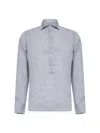 D 4.0 Grey Linen Polo Shirt-like Shirt In Grey