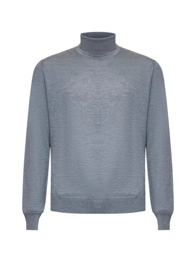 D 4.0 Grey Virgin Wool Turtleneck Sweater In Blue